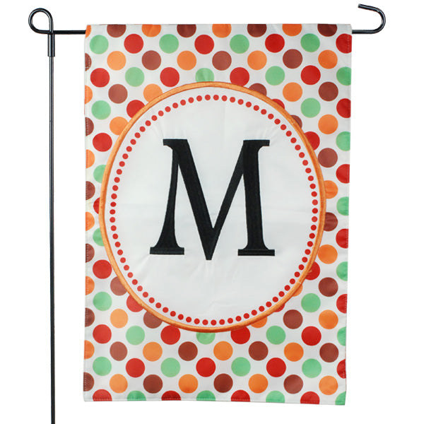 Harvest Polka Dots Monogram 2-Sided Garden Flag 12.5x18"