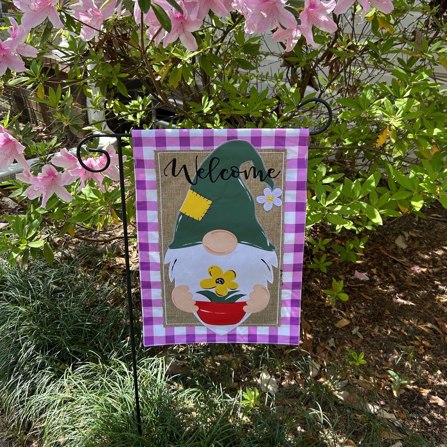Gnome Welcome 2-Sided Burlap Garden Flag 12.5x18"
