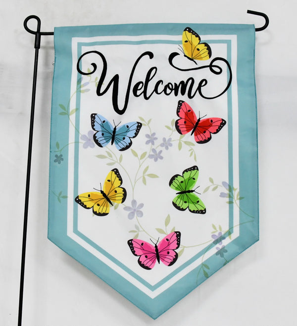 Butterfly Welcome 2-Sided Garden Flag 12.5x18"