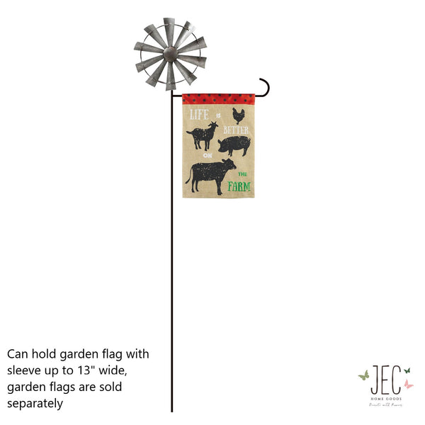 Windmill Welcome Garden Flag Stand with Banner