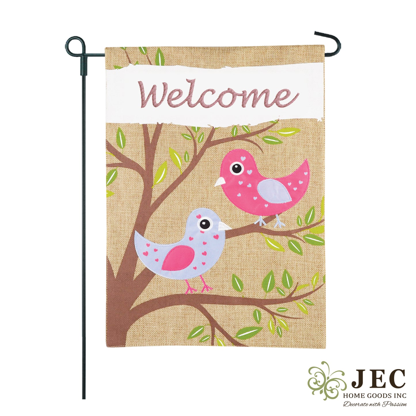 Spring Birds Burlap 2-Sided Garden Flag 12.5x18"