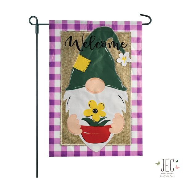 Gnome Welcome 2-Sided Burlap Garden Flag 12.5x18"