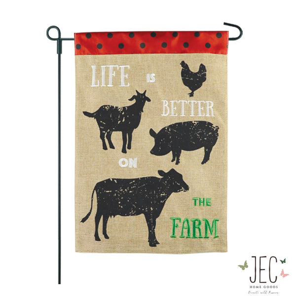 Farm Life Better Burlap 2-Sided Garden Flag 12.5x18"