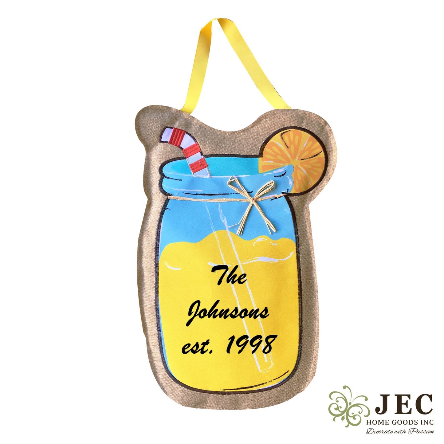 Personalized Mason Jar Burlap Wall Décor 21"x23"