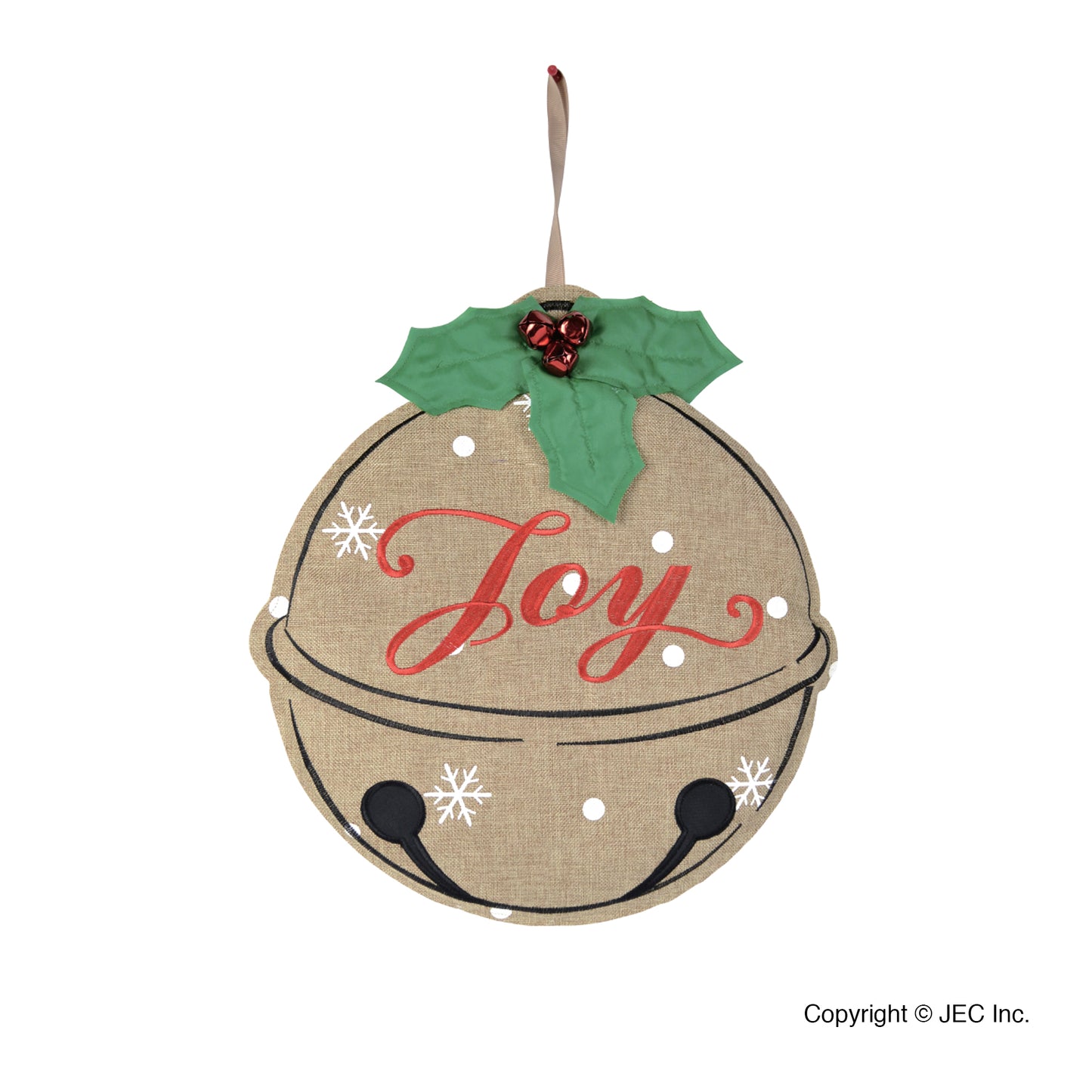 Christmas Winter Bell Burlap Puffy Wall Hanging Door Décor 15.75"x17"