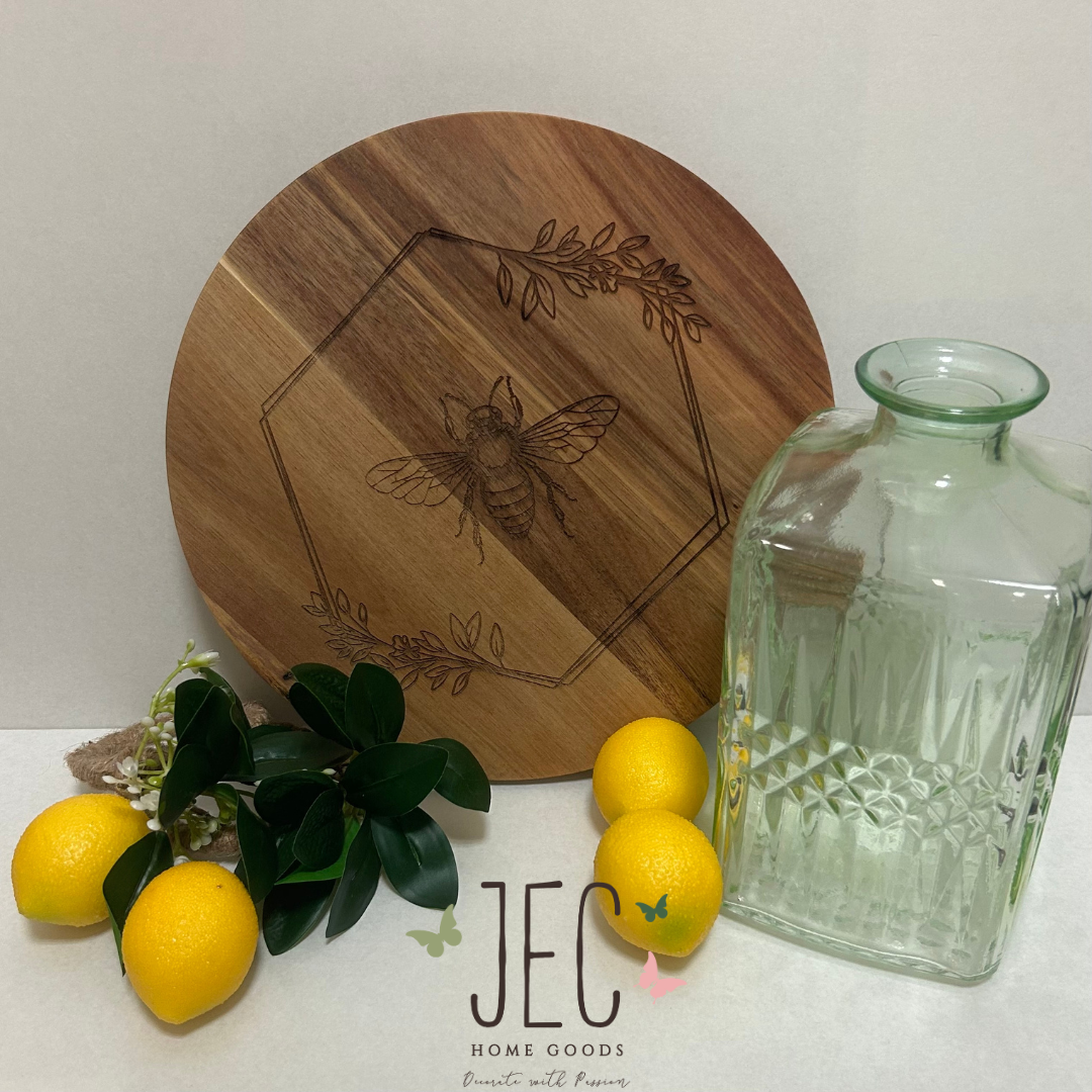 Laser Engraved Serving Board- Floral Insect