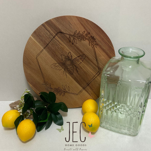 Laser Engraved Serving Board- Floral Insect