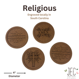 Laser Engraved Cork Coasters (Set of 4) - Religious Coaster Set