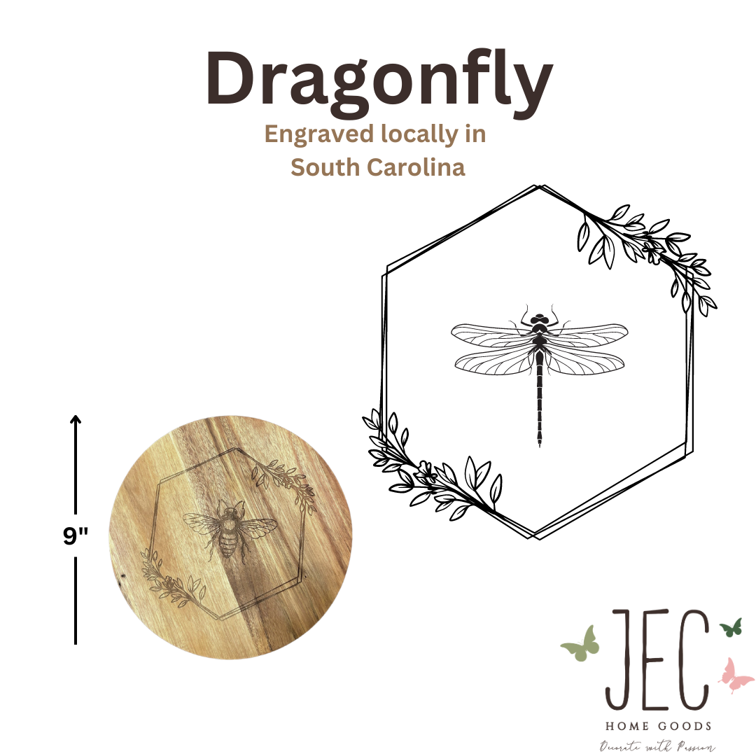 Laser Engraved Serving Board- Floral Insect