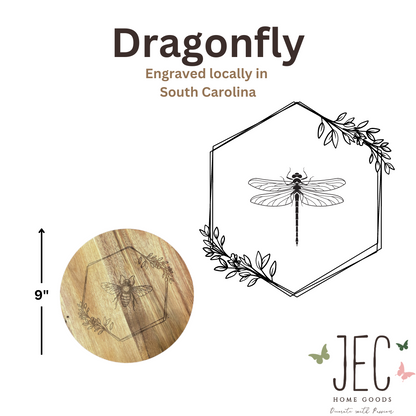 Laser Engraved Serving Board- Floral Insect