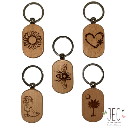 Laser Engraved Wood Keychain