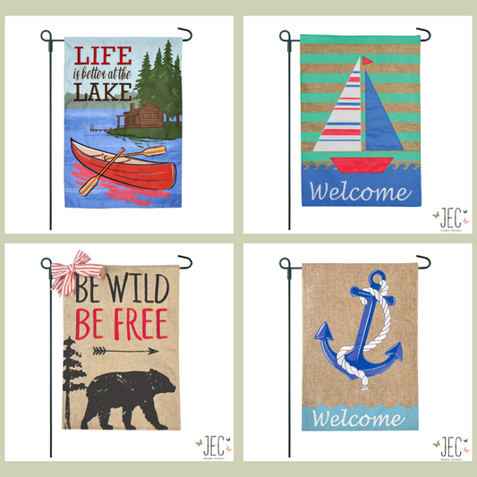 Outdoor Garden Flags Set Burlap 2-Sided Garden Flag 12.5x18"