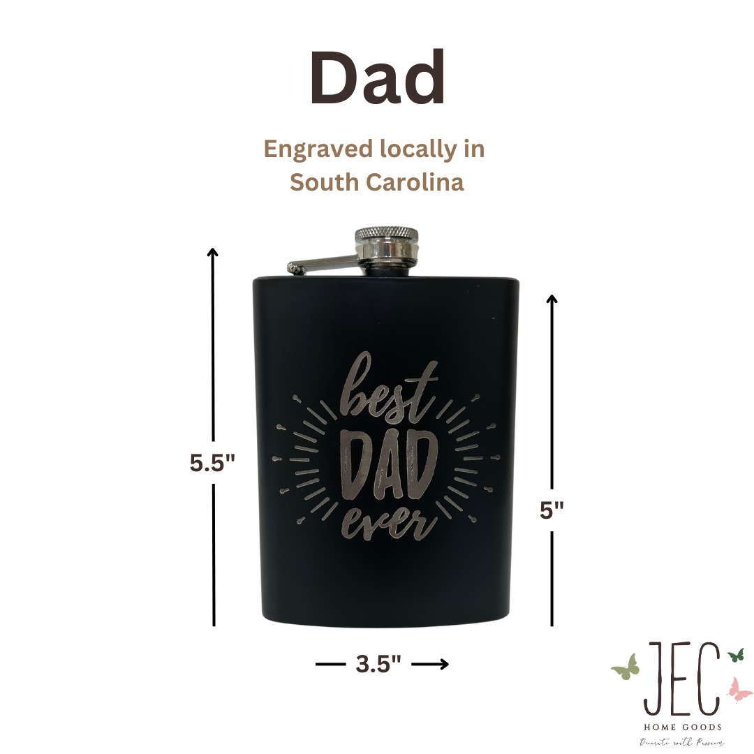 Laser Engraved 8 Oz Flask