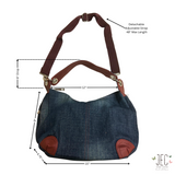 Denim Hobo Bag with Leather Patch