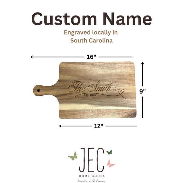 Custom Laser Engraved Surname Serving Board