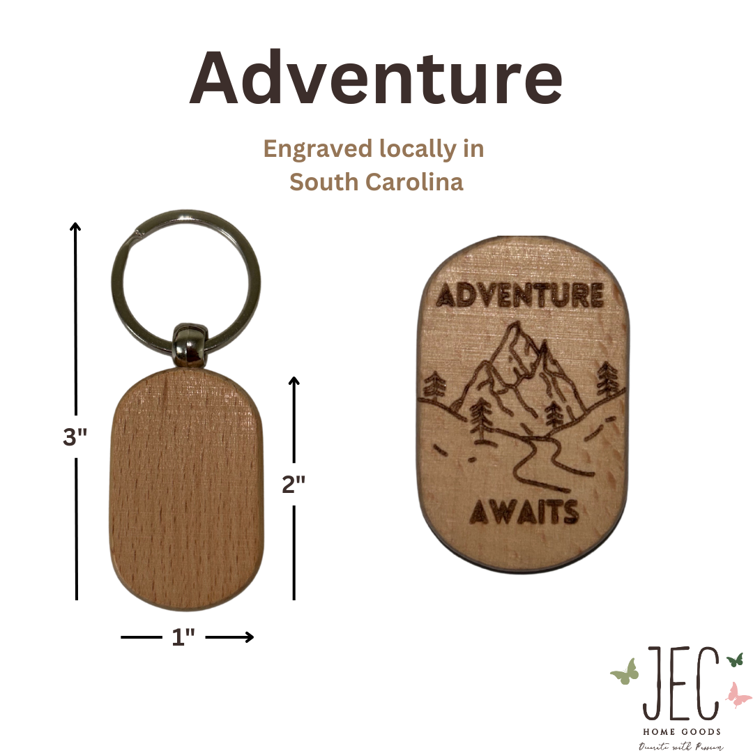 Laser Engraved Wood Keychain - Sentiment Collection