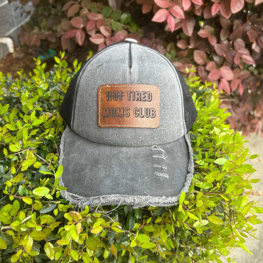 Tired Moms Club - Engraved Leatherette Hat