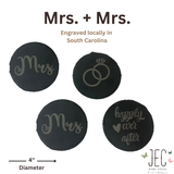 Laser Engraved Slate Coasters (Set of 4) - Newly Wed Coaster Set