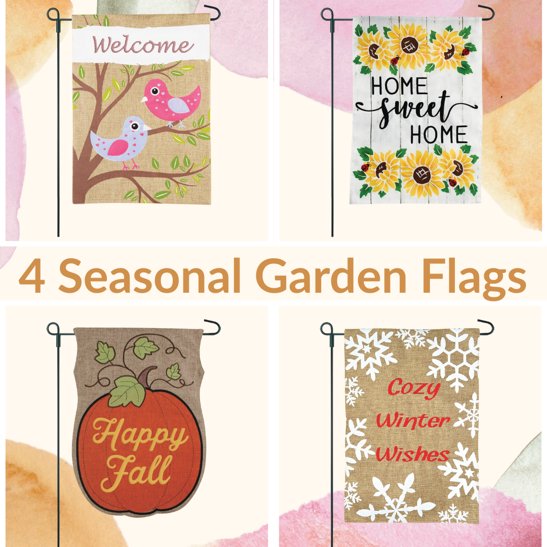 SAVE 35%- 4 Seasonal 2-Sided Garden Flag Bundle
