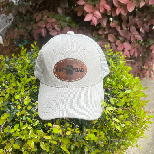 Cat Dad - Engraved Leatherette Hat