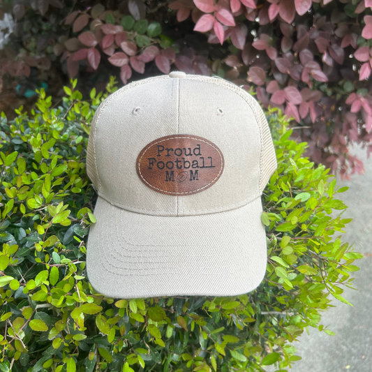Football Mom - Engraved Leatherette Hat