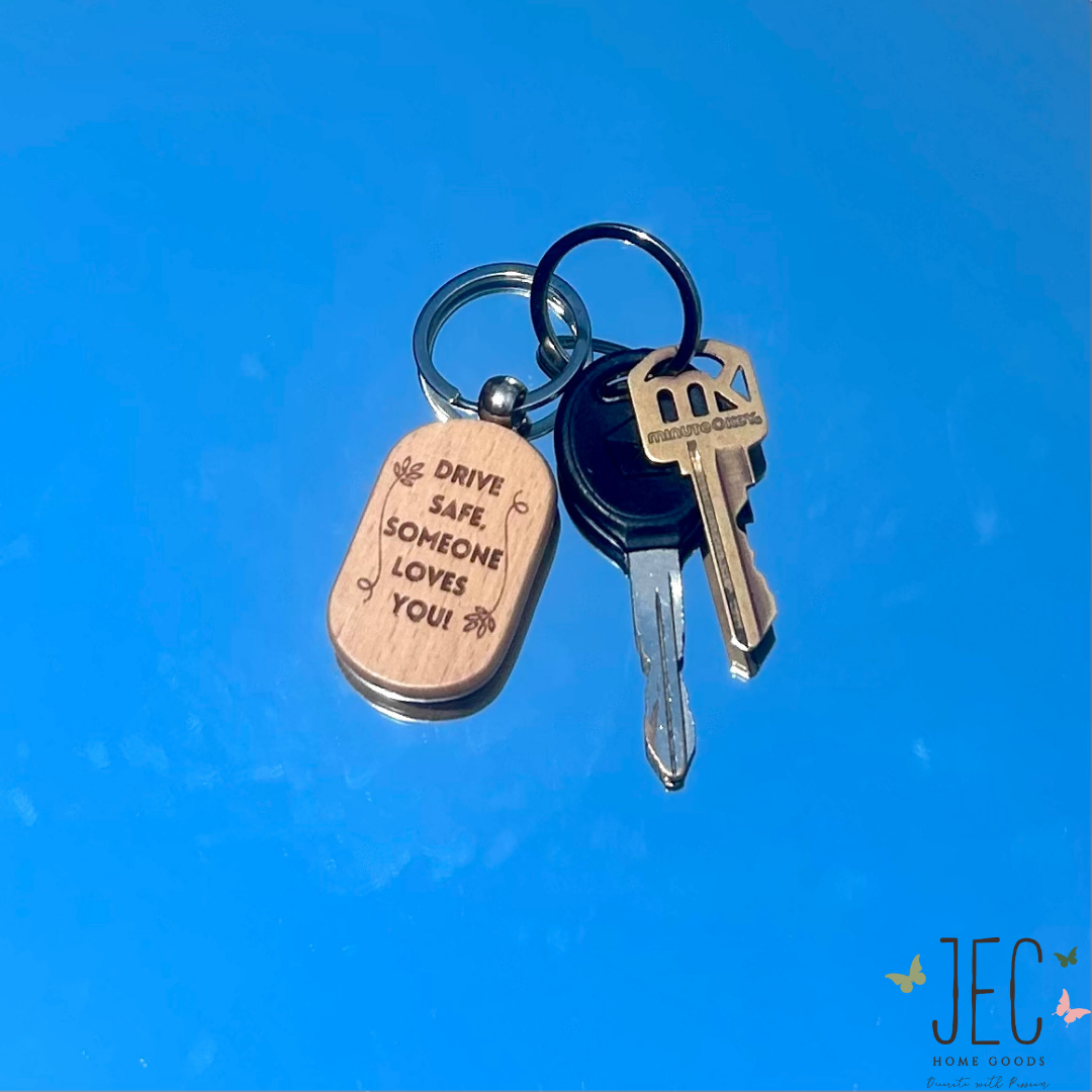 Laser Engraved Wood Keychain - Sentiment Collection