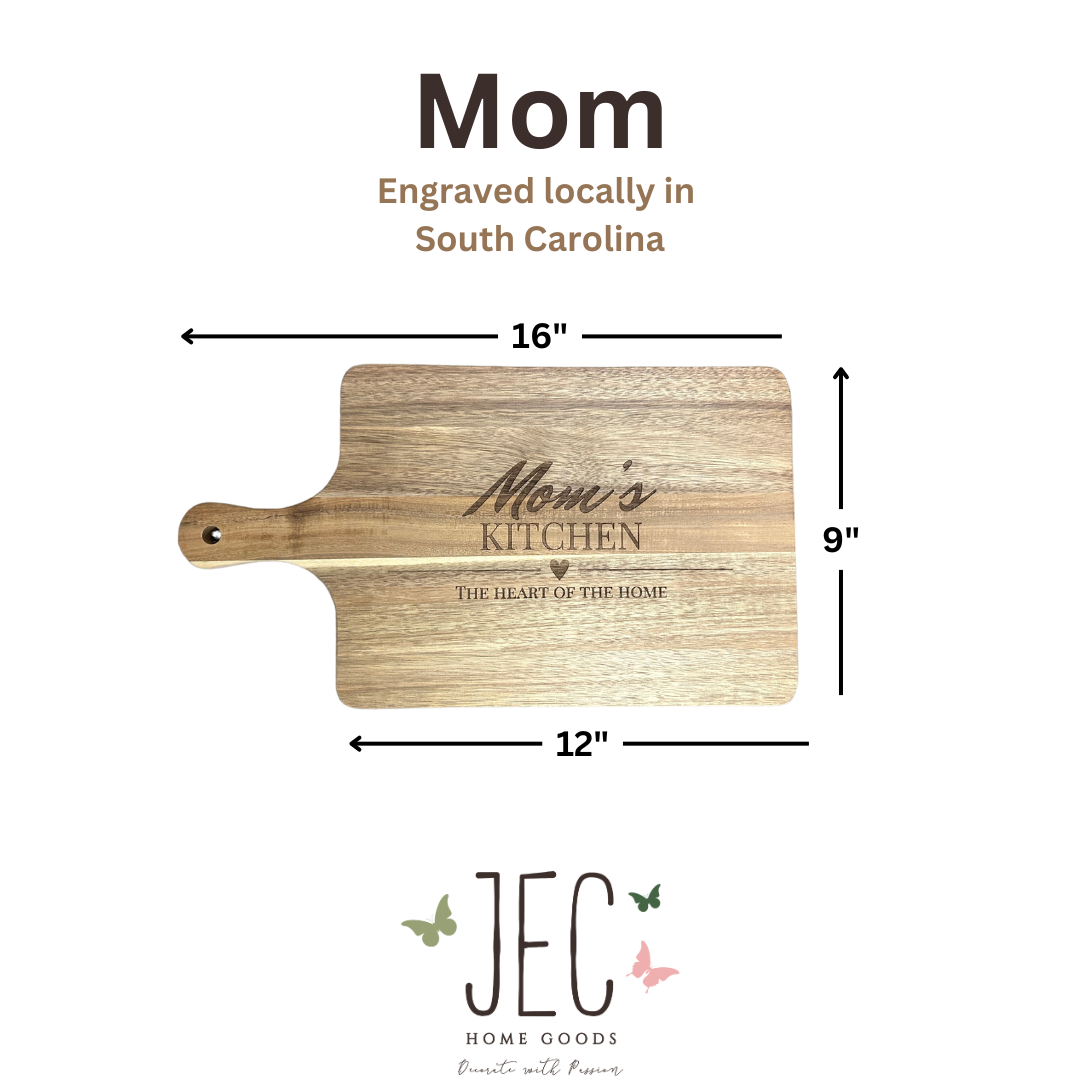 Laser Engraved Wood Serving Board - Mom & Grandma