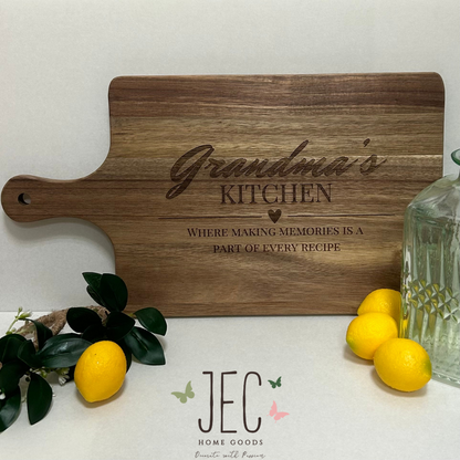 Laser Engraved Wood Serving Board - Mom & Grandma