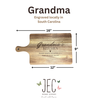 Laser Engraved Wood Serving Board - Mom & Grandma