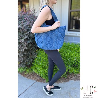 Quilted Denim Tote Bag