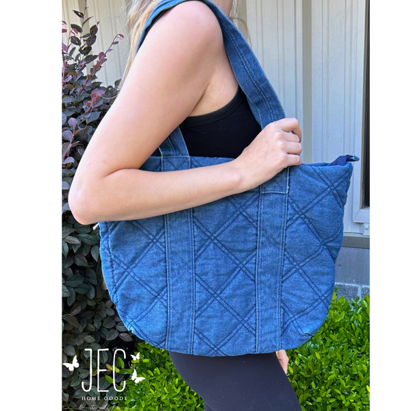 Quilted Denim Tote Bag