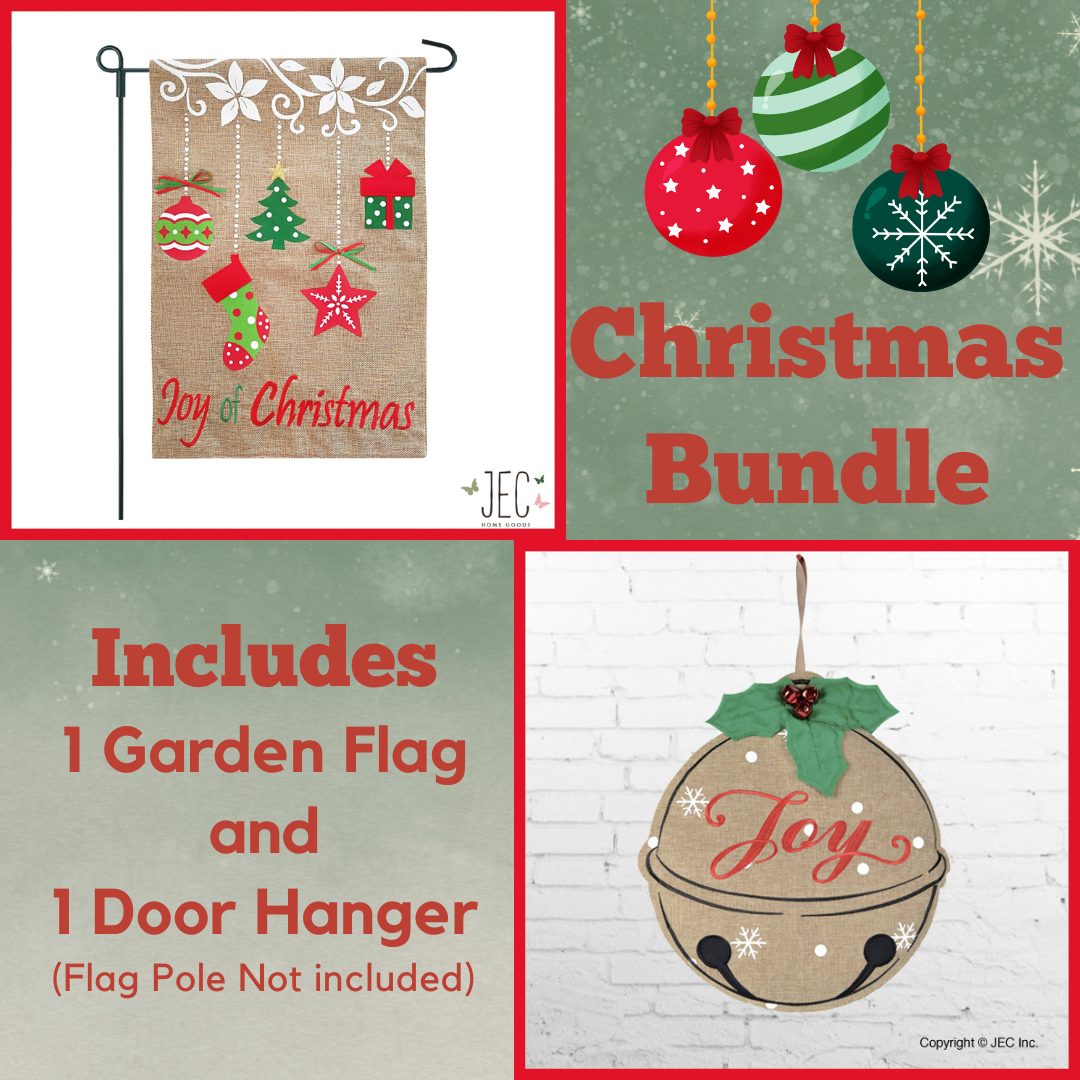 Christmas Winter Porch Decor Bundle Set Garden Flag Wall Hanger