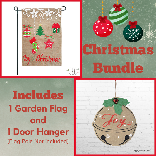 Christmas Winter Porch Decor Bundle Set Garden Flag Wall Hanger