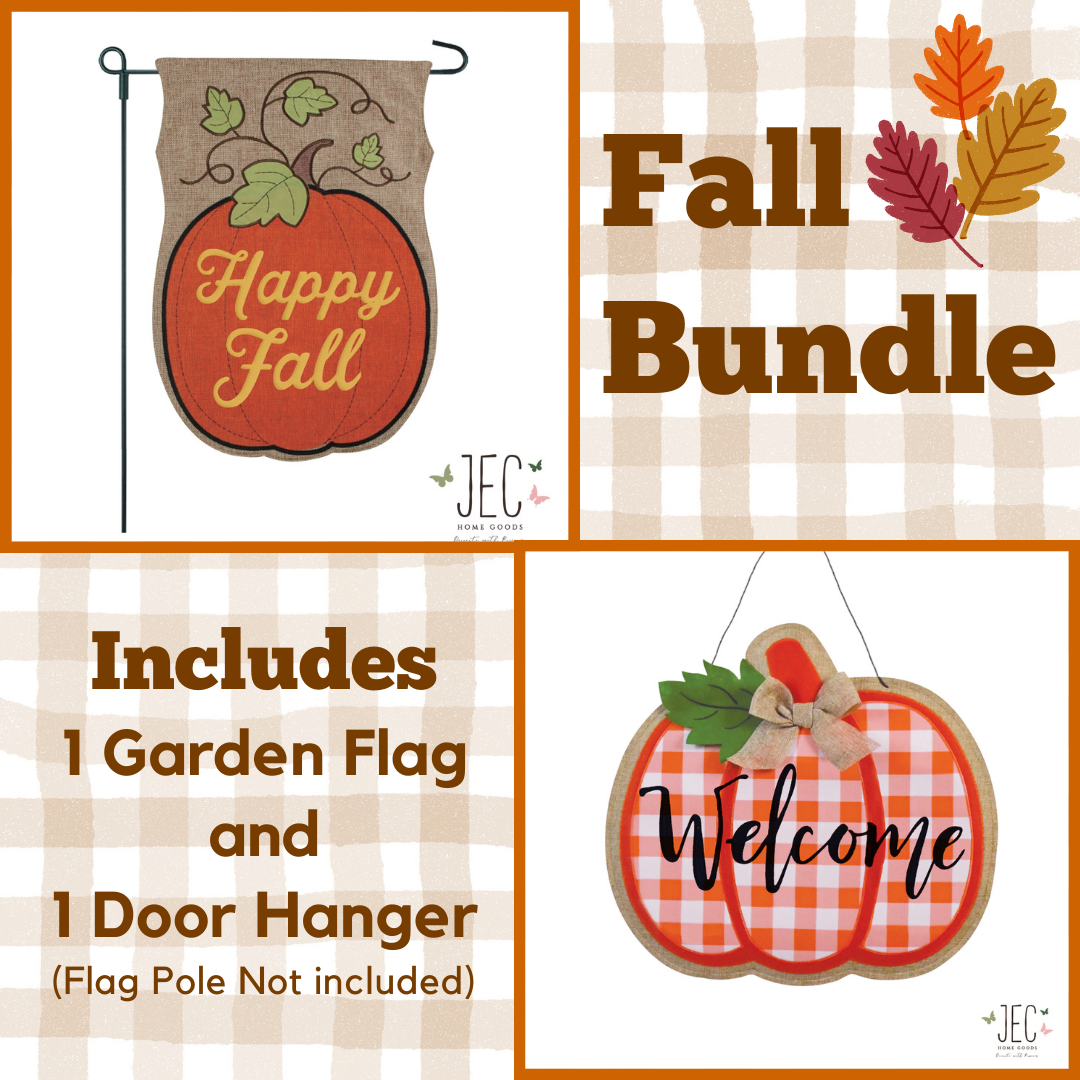 Fall Harvest Pumpkin Porch Decor Garden Flag Door Hanger Bundle