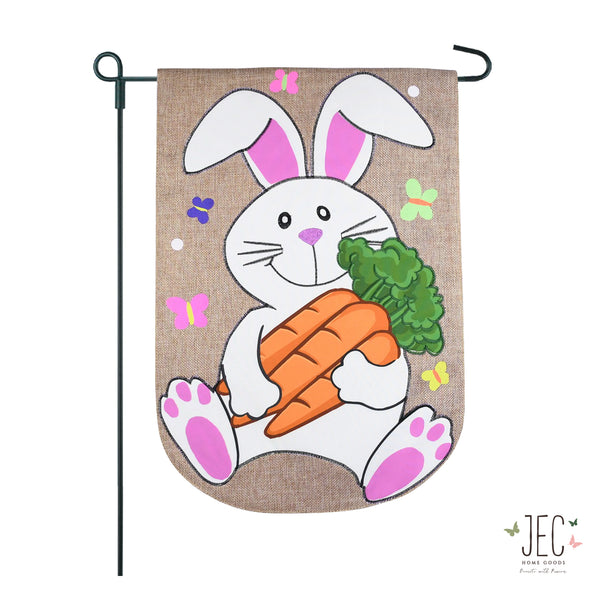 Easter Bunny 2-Sided Burlap Garden Flag 12.5x18"
