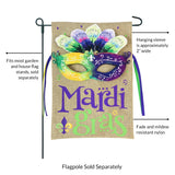 Mardi Gras Watercolor Mask Burlap 2-Sided Garden Flag 12.5x18"