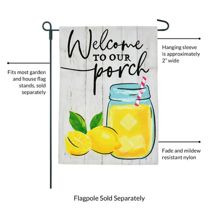 Welcome Porch Mason Jar 2-Sided Garden Flag 12.5x18"