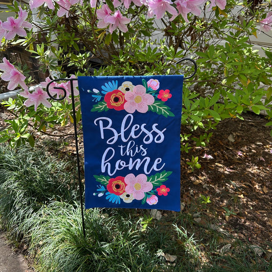 Bless This Home Floral 2-Sided Garden Flag 12.5x18"