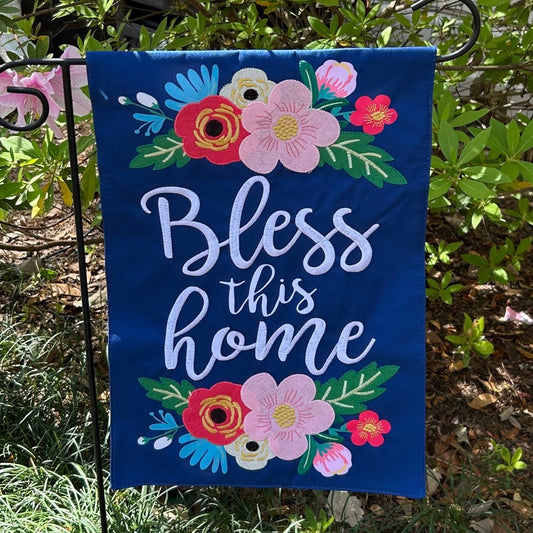 Bless This Home Floral 2-Sided Garden Flag 12.5x18"