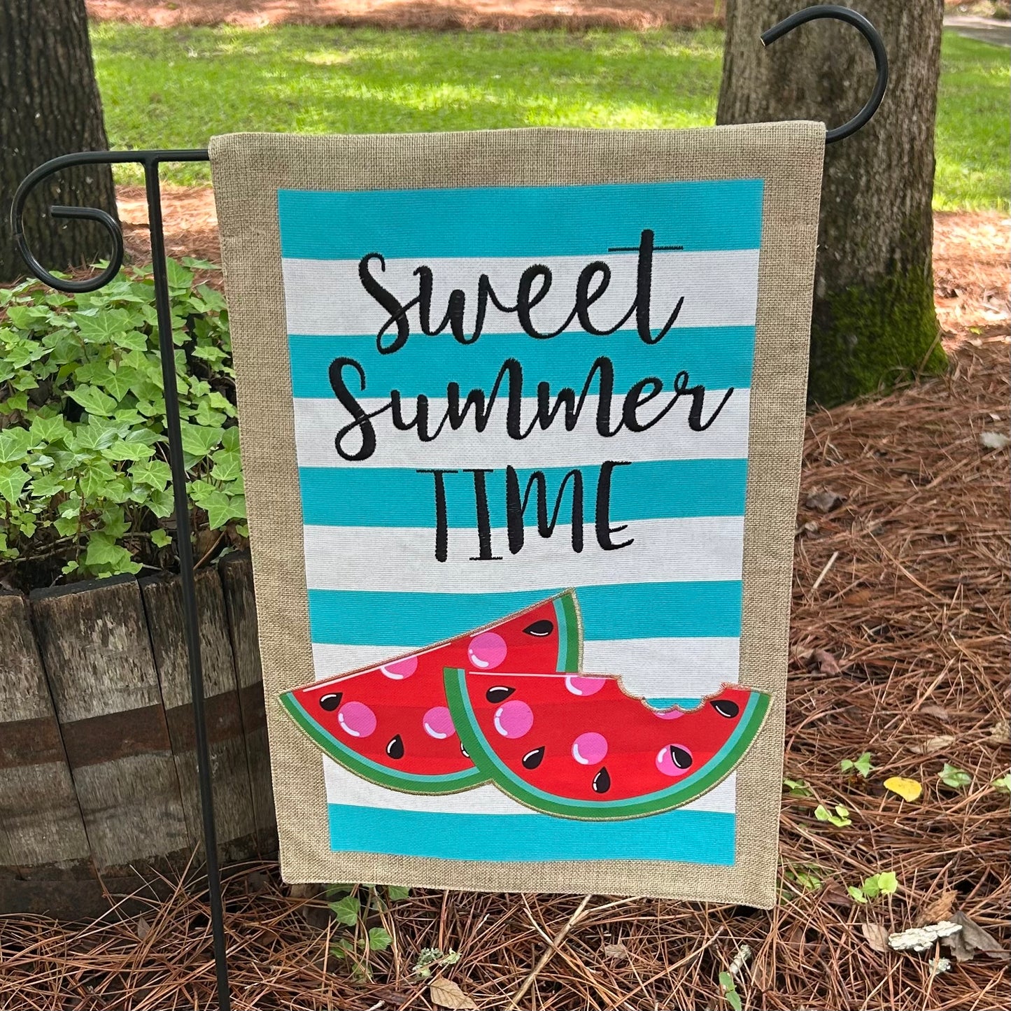 Watermelon Burlap 2-Sided Garden Flag 12.5x18"