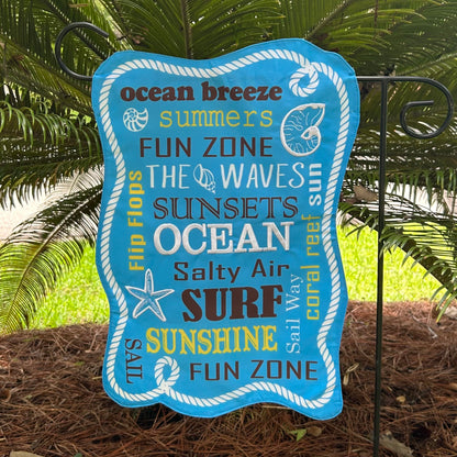 Coastal Typography 2-Sided Garden Flag 12.5x18"