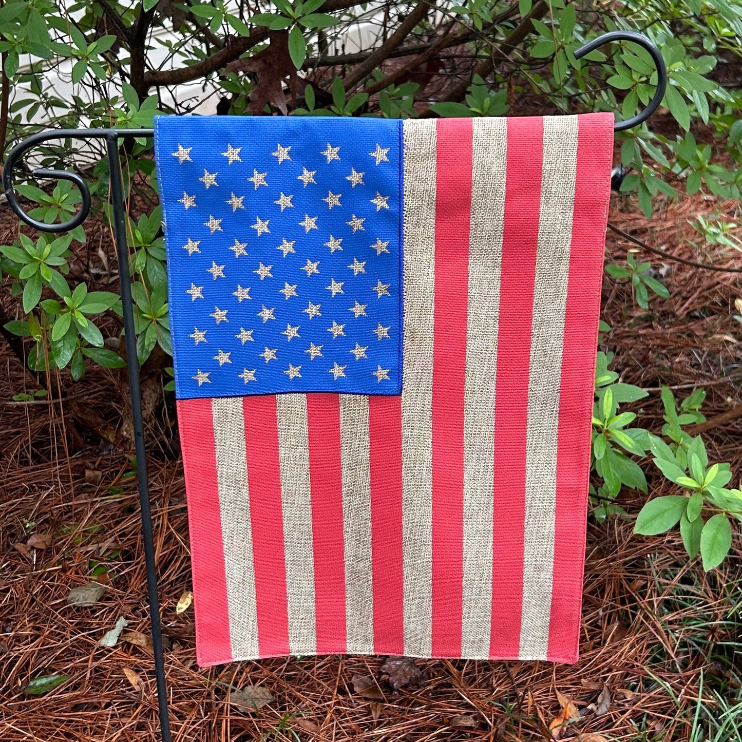 American Flag Burlap 2-Sided Garden Flag 12.5x18"