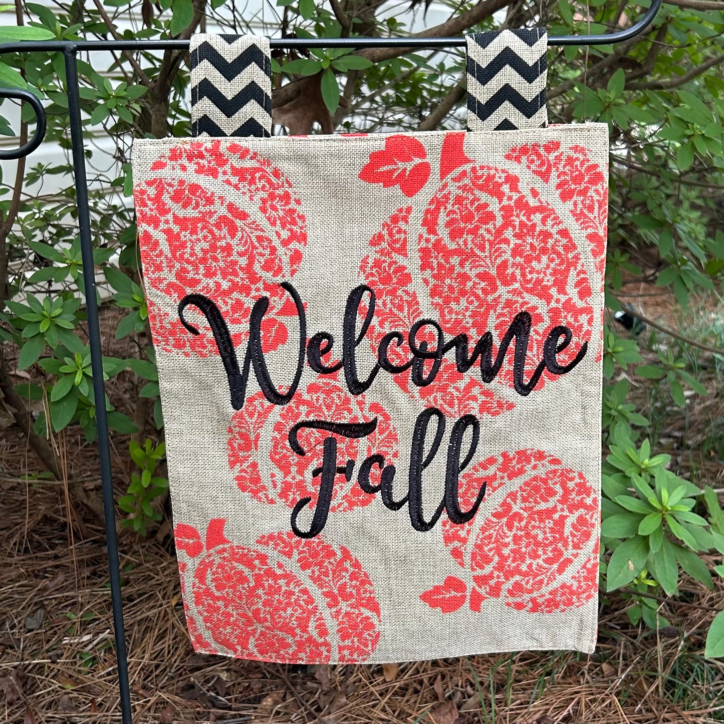 Harvest Pumpkin Welcome Fall Burlap 2-Sided Garden Flag 12.5x18"