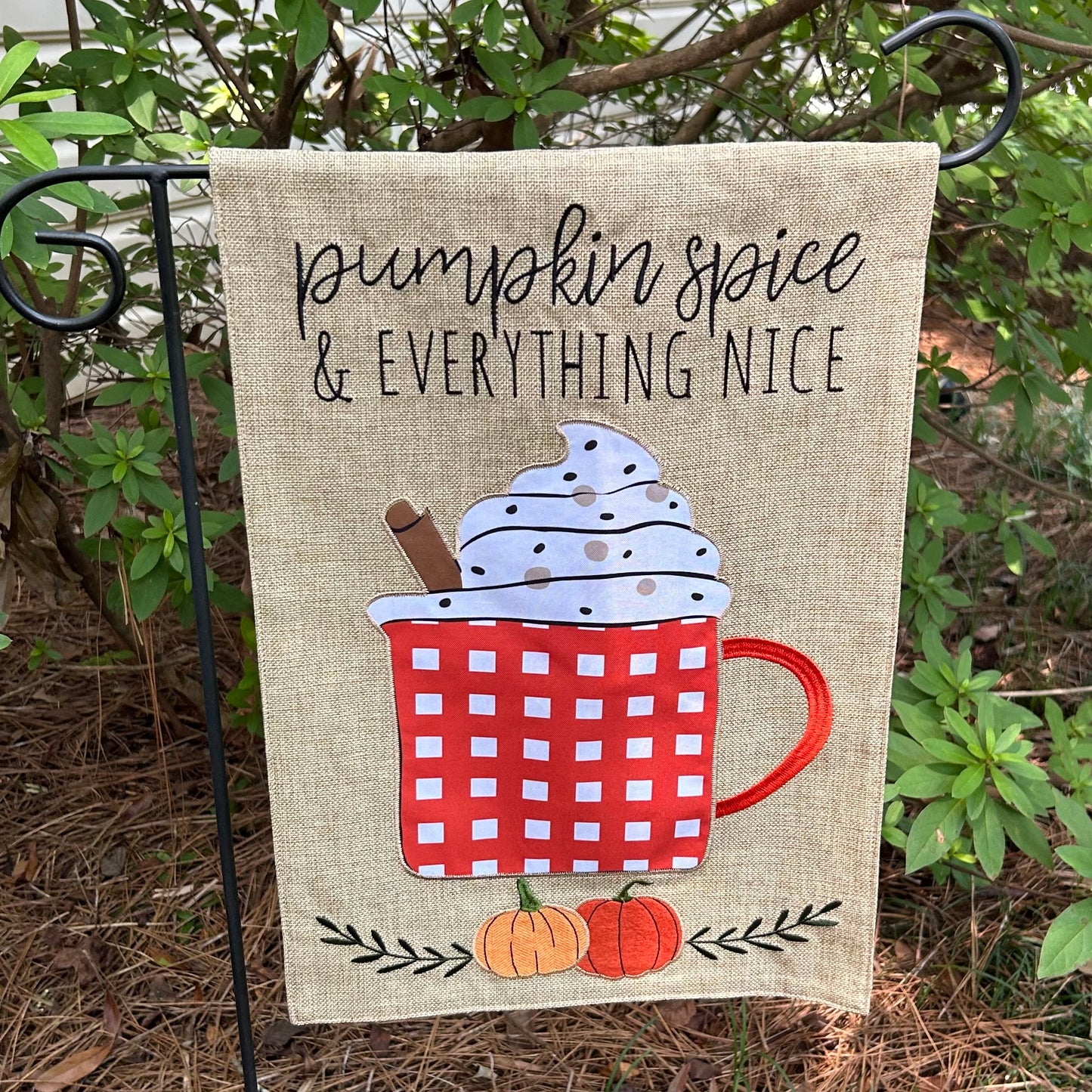 Pumpkin Spice Nice Burlap 2-Sided Garden Flag 12.5x18"