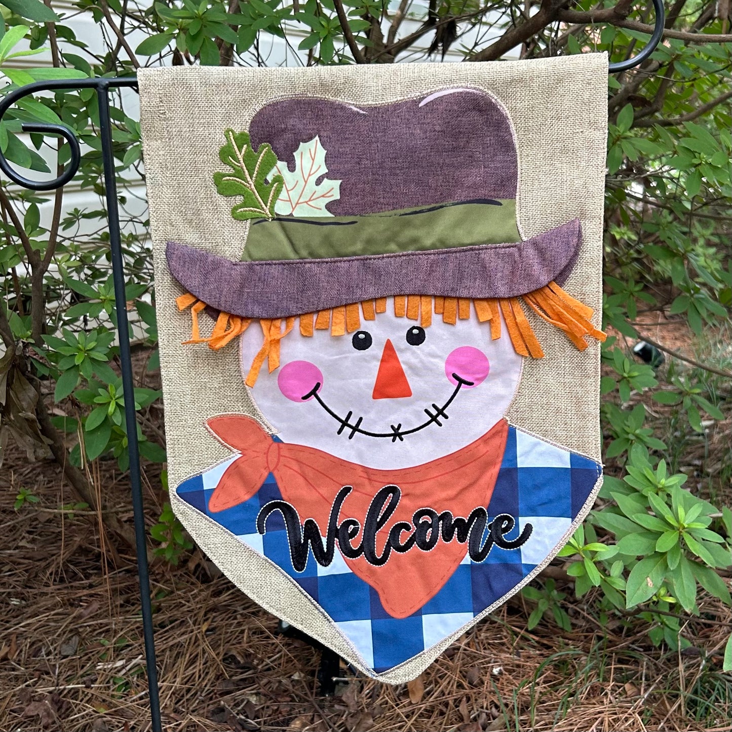Scarecrow Burlap 2-Sided Garden Flag 12.5x18"