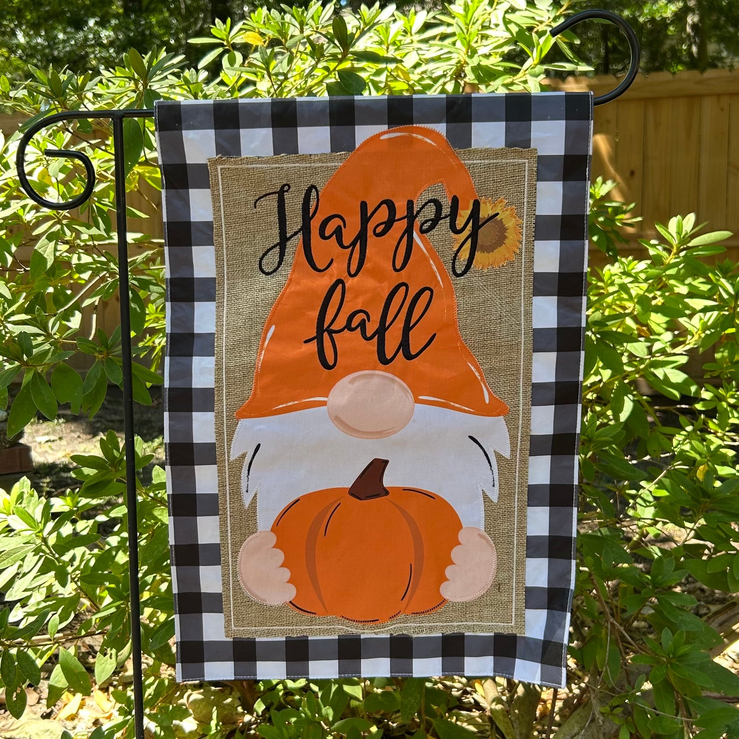 Fall Gnome Burlap 2-Sided Garden Flag 12.5x18"