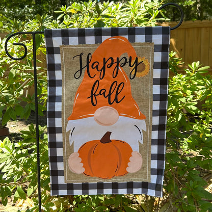 Fall Gnome Burlap 2-Sided Garden Flag 12.5x18"