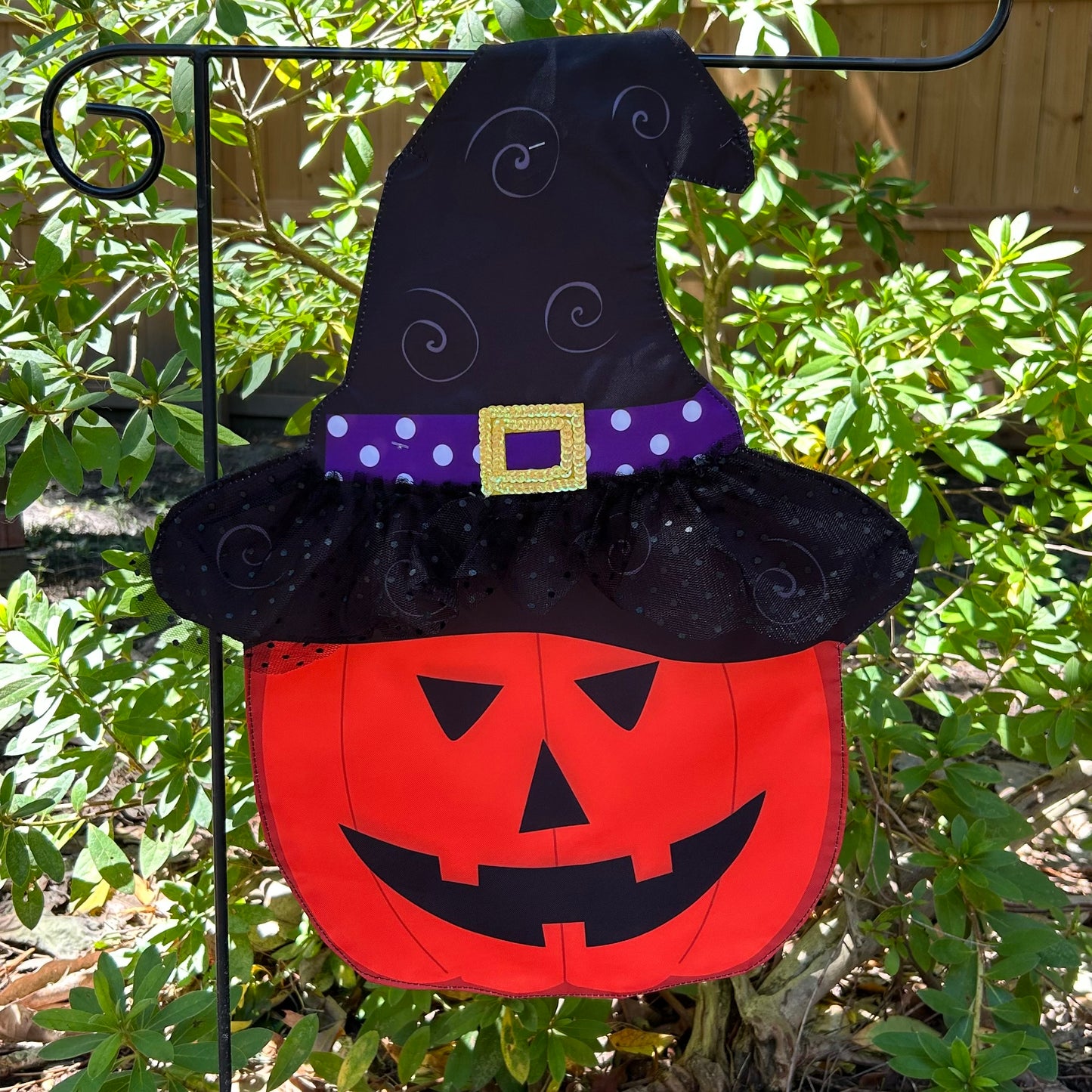 Jack-O-Lantern Hat 2-Sided Garden Flag 12.5x18"