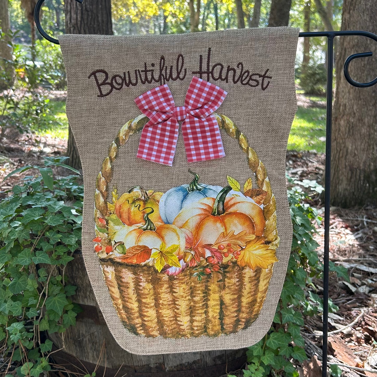 Bountiful Harvest Burlap 2-Sided Garden Flag 12.5x18"
