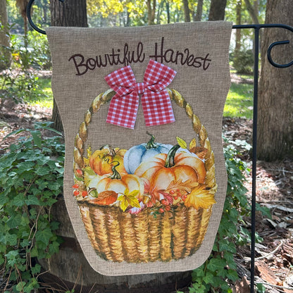 Bountiful Harvest Burlap 2-Sided Garden Flag 12.5x18"
